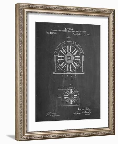 PP1092-Chalkboard Tesla Coil Patent Poster-Cole Borders-Framed Giclee Print