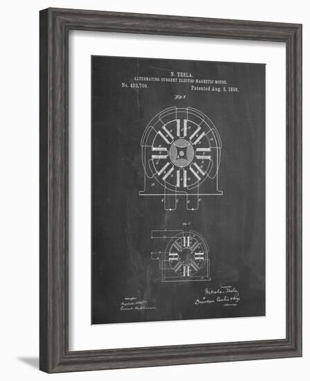 PP1092-Chalkboard Tesla Coil Patent Poster-Cole Borders-Framed Giclee Print