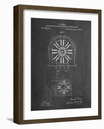 PP1092-Chalkboard Tesla Coil Patent Poster-Cole Borders-Framed Giclee Print