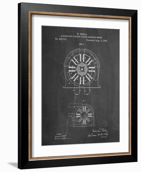 PP1092-Chalkboard Tesla Coil Patent Poster-Cole Borders-Framed Giclee Print