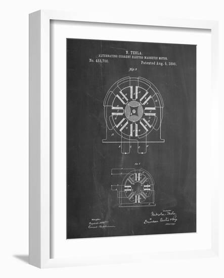 PP1092-Chalkboard Tesla Coil Patent Poster-Cole Borders-Framed Giclee Print