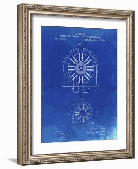 PP1092-Faded Blueprint Tesla Coil Patent Poster-Cole Borders-Framed Giclee Print