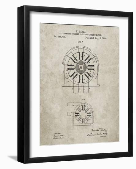 PP1092-Sandstone Tesla Coil Patent Poster-Cole Borders-Framed Giclee Print