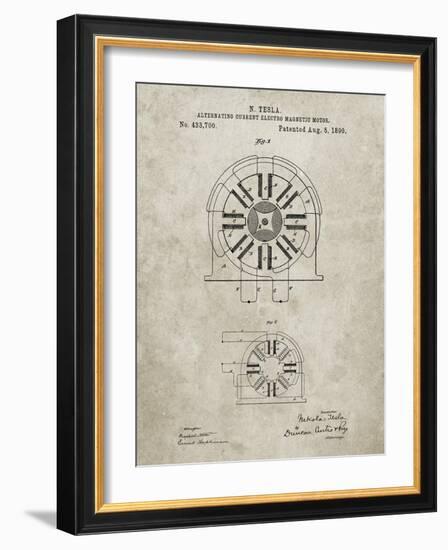 PP1092-Sandstone Tesla Coil Patent Poster-Cole Borders-Framed Giclee Print