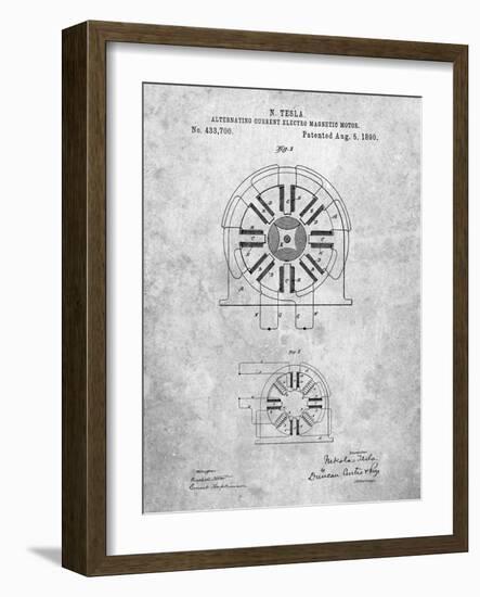 PP1092-Slate Tesla Coil Patent Poster-Cole Borders-Framed Giclee Print