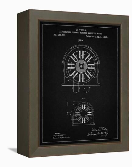PP1092-Vintage Black Tesla Coil Patent Poster-Cole Borders-Framed Premier Image Canvas