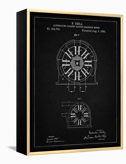 PP1092-Vintage Black Tesla Coil Patent Poster-Cole Borders-Framed Premier Image Canvas