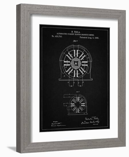 PP1092-Vintage Black Tesla Coil Patent Poster-Cole Borders-Framed Giclee Print