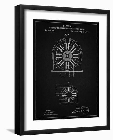 PP1092-Vintage Black Tesla Coil Patent Poster-Cole Borders-Framed Giclee Print