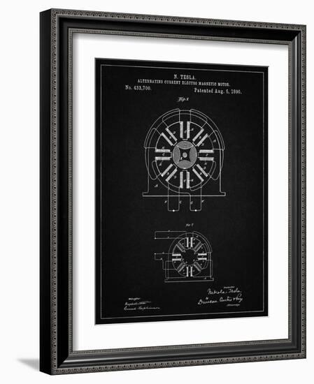 PP1092-Vintage Black Tesla Coil Patent Poster-Cole Borders-Framed Giclee Print