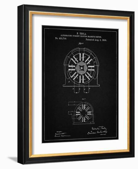 PP1092-Vintage Black Tesla Coil Patent Poster-Cole Borders-Framed Giclee Print