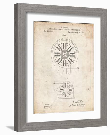 PP1092-Vintage Parchment Tesla Coil Patent Poster-Cole Borders-Framed Giclee Print