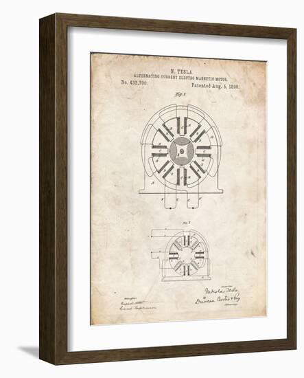 PP1092-Vintage Parchment Tesla Coil Patent Poster-Cole Borders-Framed Giclee Print