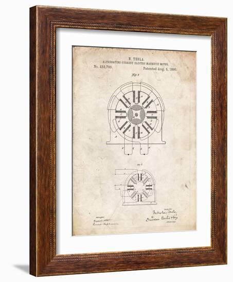 PP1092-Vintage Parchment Tesla Coil Patent Poster-Cole Borders-Framed Giclee Print