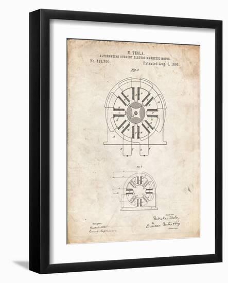 PP1092-Vintage Parchment Tesla Coil Patent Poster-Cole Borders-Framed Giclee Print