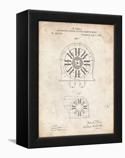 PP1092-Vintage Parchment Tesla Coil Patent Poster-Cole Borders-Framed Premier Image Canvas