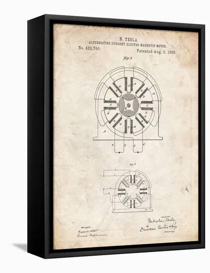PP1092-Vintage Parchment Tesla Coil Patent Poster-Cole Borders-Framed Premier Image Canvas
