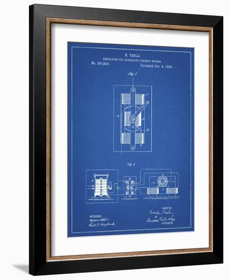 PP1095-Blueprint Tesla Regulator for Alternate Current Motor Patent Poster-Cole Borders-Framed Giclee Print