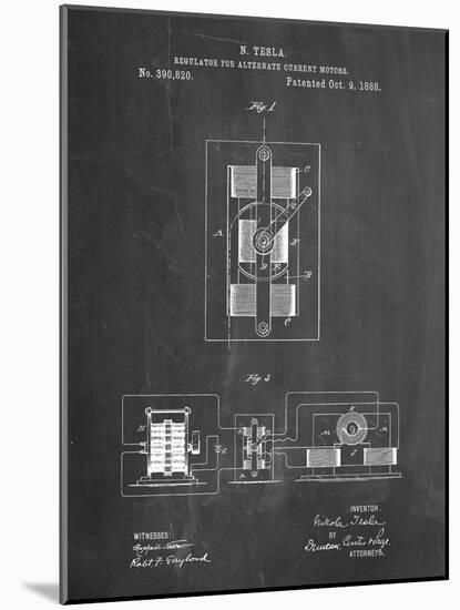 PP1095-Chalkboard Tesla Regulator for Alternate Current Motor Patent Poster-Cole Borders-Mounted Giclee Print