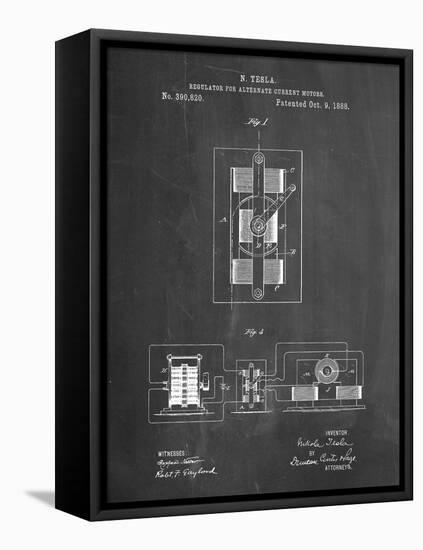 PP1095-Chalkboard Tesla Regulator for Alternate Current Motor Patent Poster-Cole Borders-Framed Premier Image Canvas