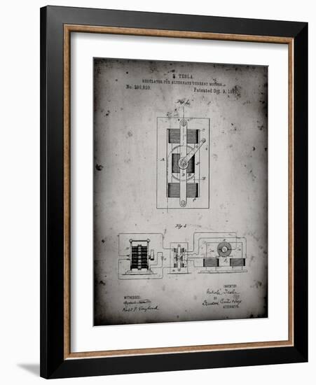 PP1095-Faded Grey Tesla Regulator for Alternate Current Motor Patent Poster-Cole Borders-Framed Giclee Print