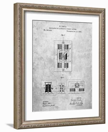 PP1095-Slate Tesla Regulator for Alternate Current Motor Patent Poster-Cole Borders-Framed Giclee Print