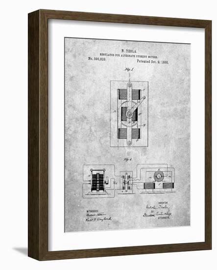 PP1095-Slate Tesla Regulator for Alternate Current Motor Patent Poster-Cole Borders-Framed Giclee Print