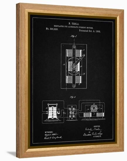 PP1095-Vintage Black Tesla Regulator for Alternate Current Motor Patent Poster-Cole Borders-Framed Premier Image Canvas