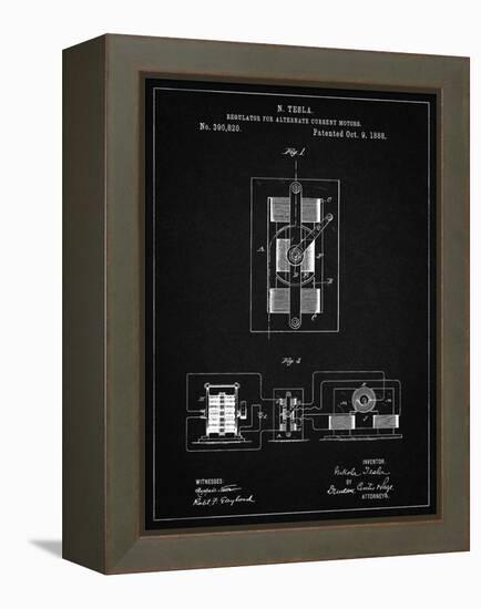 PP1095-Vintage Black Tesla Regulator for Alternate Current Motor Patent Poster-Cole Borders-Framed Premier Image Canvas