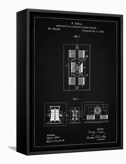 PP1095-Vintage Black Tesla Regulator for Alternate Current Motor Patent Poster-Cole Borders-Framed Premier Image Canvas