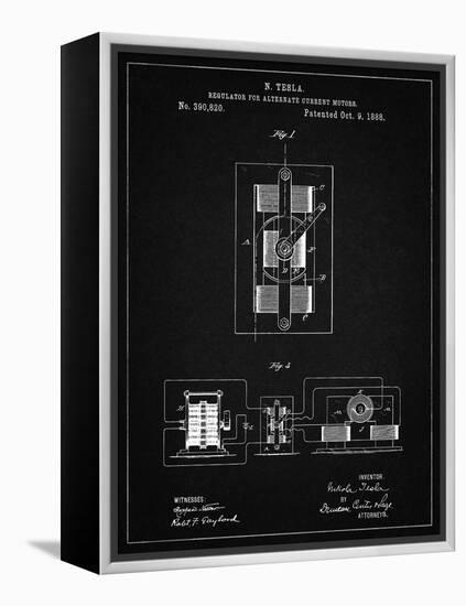 PP1095-Vintage Black Tesla Regulator for Alternate Current Motor Patent Poster-Cole Borders-Framed Premier Image Canvas