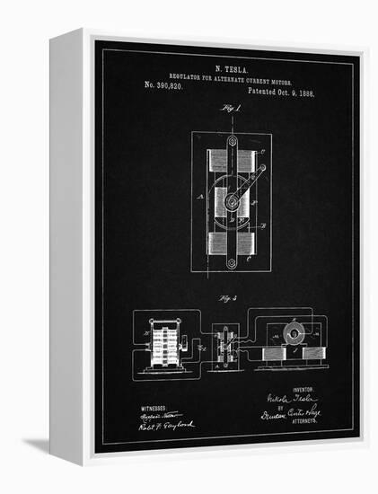 PP1095-Vintage Black Tesla Regulator for Alternate Current Motor Patent Poster-Cole Borders-Framed Premier Image Canvas