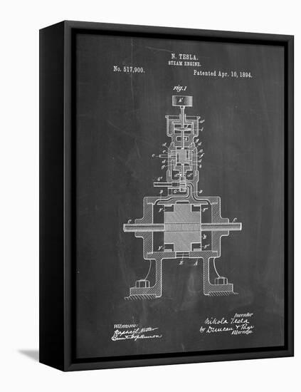 PP1096-Chalkboard Tesla Steam Engine Patent Poster-Cole Borders-Framed Premier Image Canvas