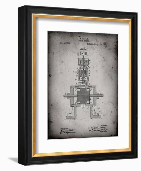 PP1096-Faded Grey Tesla Steam Engine Patent Poster-Cole Borders-Framed Giclee Print