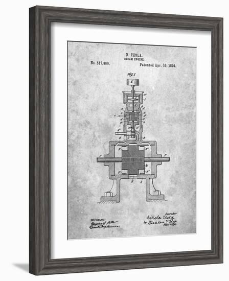 PP1096-Slate Tesla Steam Engine Patent Poster-Cole Borders-Framed Giclee Print