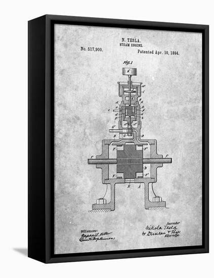 PP1096-Slate Tesla Steam Engine Patent Poster-Cole Borders-Framed Premier Image Canvas