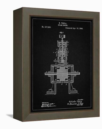 PP1096-Vintage Black Tesla Steam Engine Patent Poster-Cole Borders-Framed Premier Image Canvas