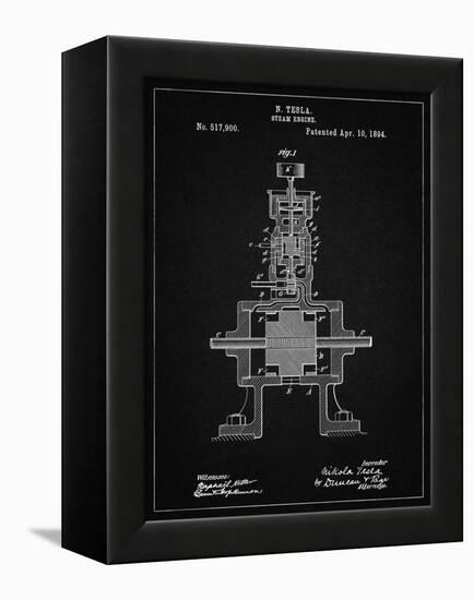 PP1096-Vintage Black Tesla Steam Engine Patent Poster-Cole Borders-Framed Premier Image Canvas