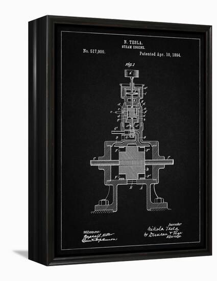 PP1096-Vintage Black Tesla Steam Engine Patent Poster-Cole Borders-Framed Premier Image Canvas