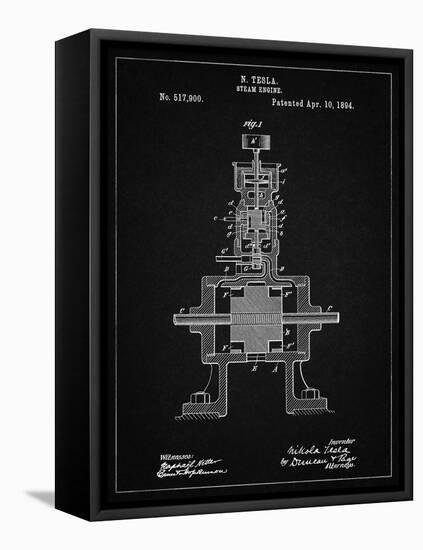 PP1096-Vintage Black Tesla Steam Engine Patent Poster-Cole Borders-Framed Premier Image Canvas