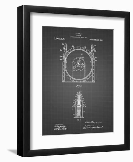 PP1097-Black Grid Tesla Turbine Patent Poster-Cole Borders-Framed Giclee Print