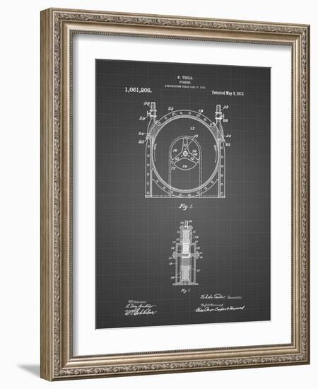 PP1097-Black Grid Tesla Turbine Patent Poster-Cole Borders-Framed Giclee Print