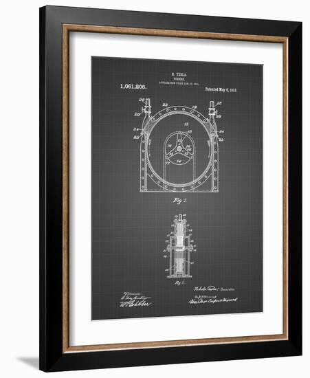 PP1097-Black Grid Tesla Turbine Patent Poster-Cole Borders-Framed Giclee Print