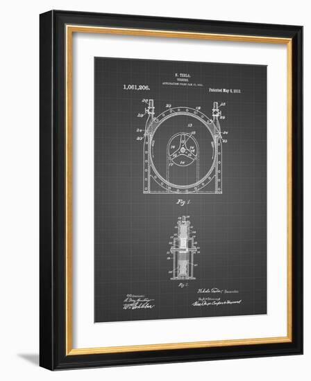 PP1097-Black Grid Tesla Turbine Patent Poster-Cole Borders-Framed Giclee Print