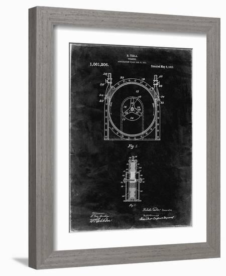 PP1097-Black Grunge Tesla Turbine Patent Poster-Cole Borders-Framed Giclee Print