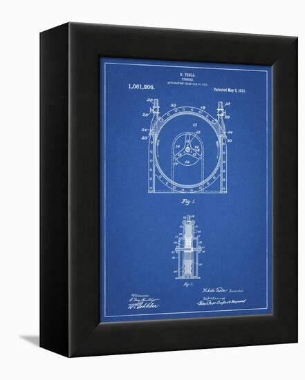 PP1097-Blueprint Tesla Turbine Patent Poster-Cole Borders-Framed Premier Image Canvas