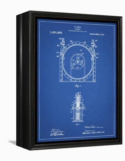 PP1097-Blueprint Tesla Turbine Patent Poster-Cole Borders-Framed Premier Image Canvas