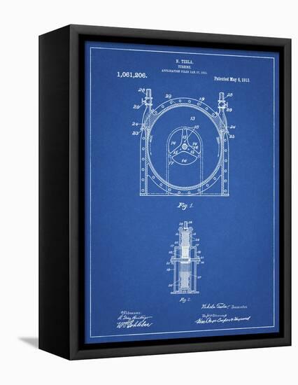 PP1097-Blueprint Tesla Turbine Patent Poster-Cole Borders-Framed Premier Image Canvas