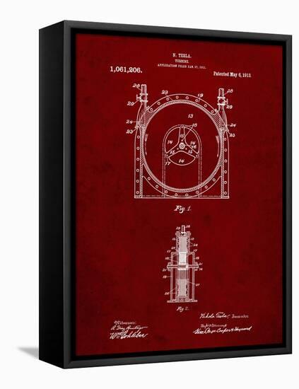 PP1097-Burgundy Tesla Turbine Patent Poster-Cole Borders-Framed Premier Image Canvas