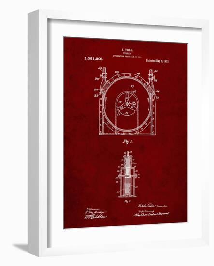 PP1097-Burgundy Tesla Turbine Patent Poster-Cole Borders-Framed Giclee Print